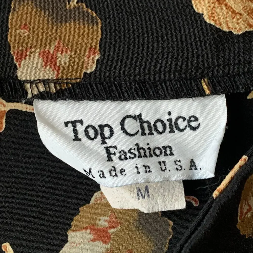 Top Choice Fashion Vintage A-Line Maxi Skirt Black Gold Leaf Size Medium